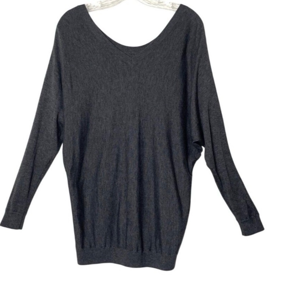 VINCE charcoal, rayon and cashmere blend scoop neck, V back sweater size medium